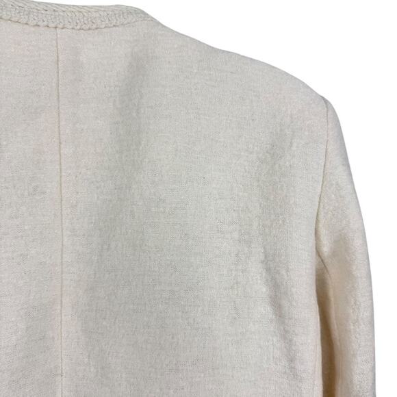 Talbots Ivory Womens Boiled Wool Blend Suit Jacket Blazer Career Classic sz 10 - Picture 12 of 16
